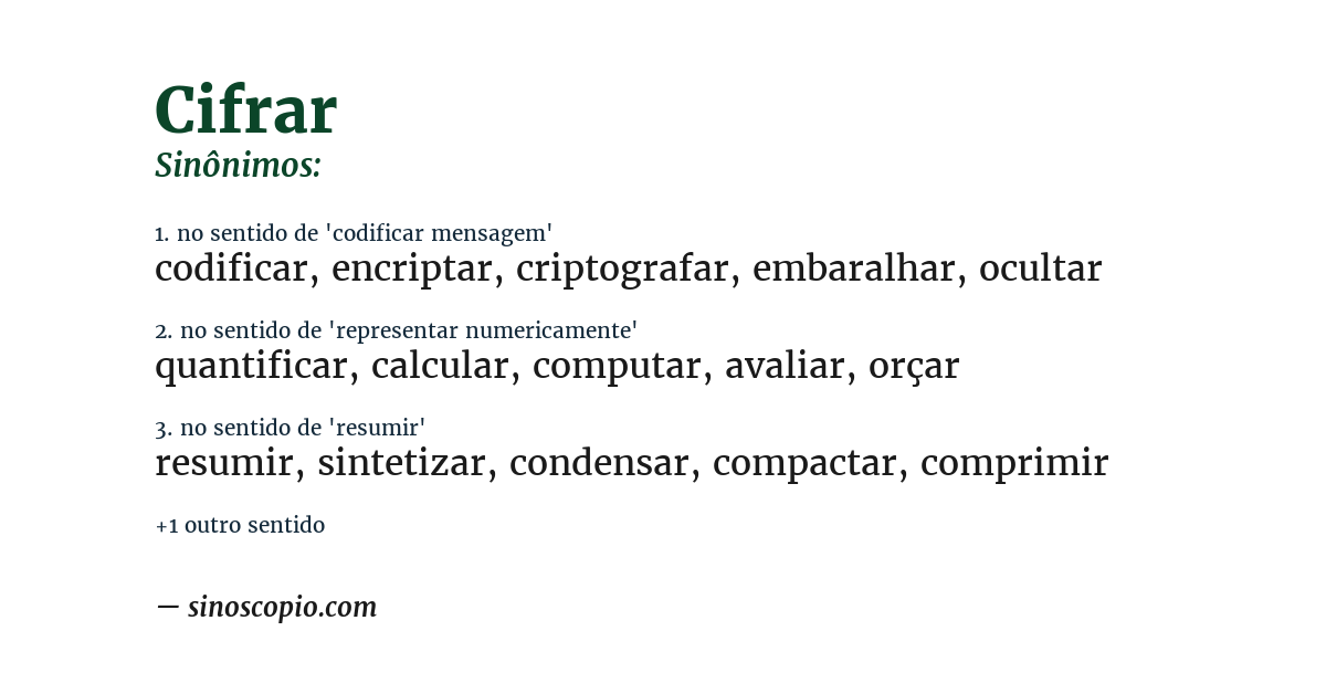Sinônimo de cifrar