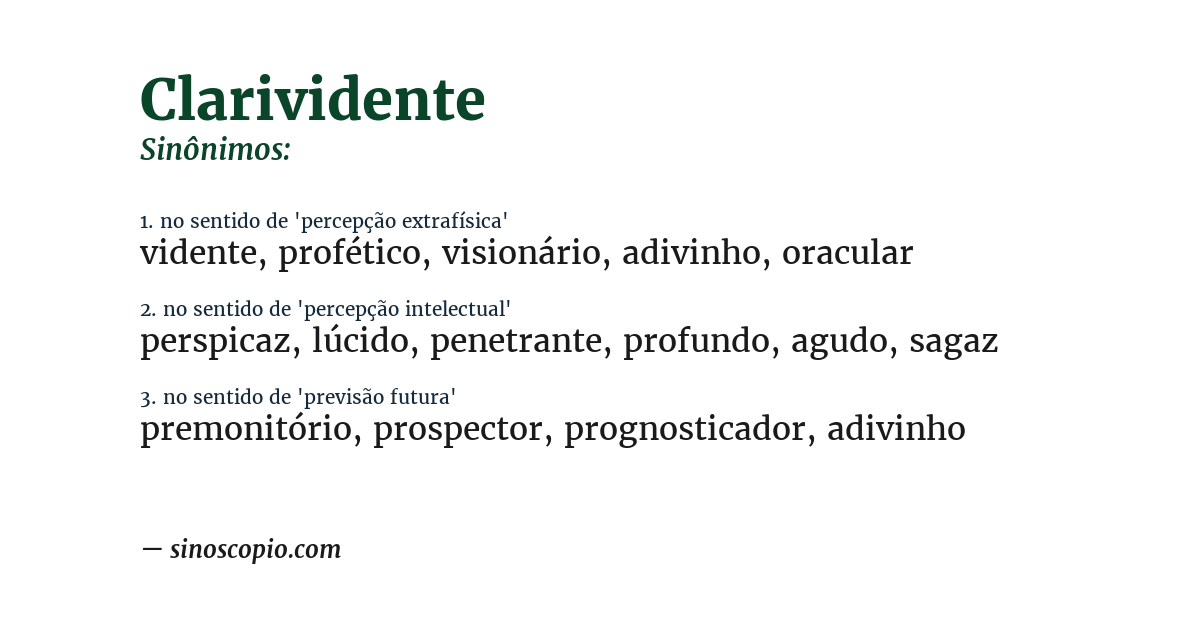 Sinônimo de clarividente