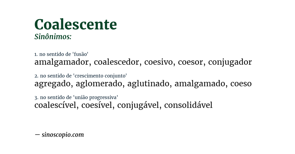 Sinônimo de coalescente
