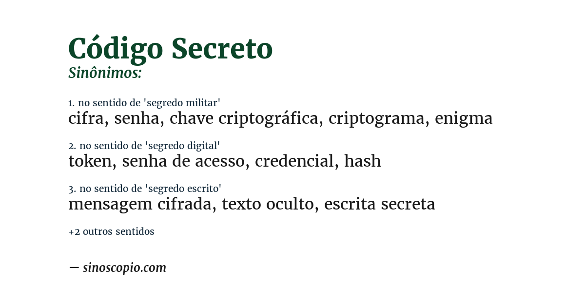 Sinônimo de código secreto