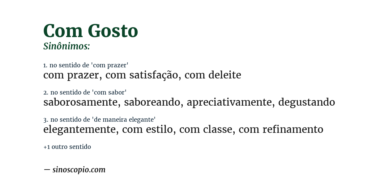 Sinônimo de com gosto