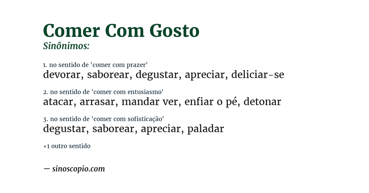 Sinônimo de comer com gosto