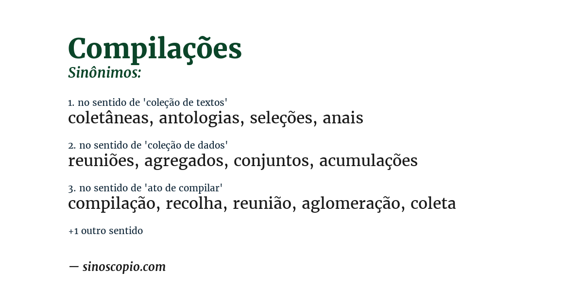 Sinônimo de compilações