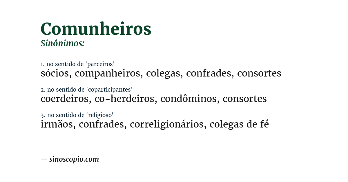 Sinônimo de comunheiros