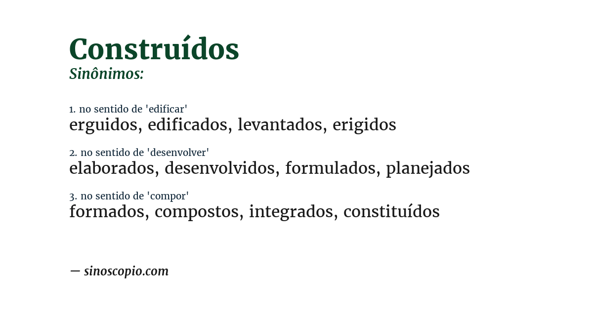 Sinônimo de construídos