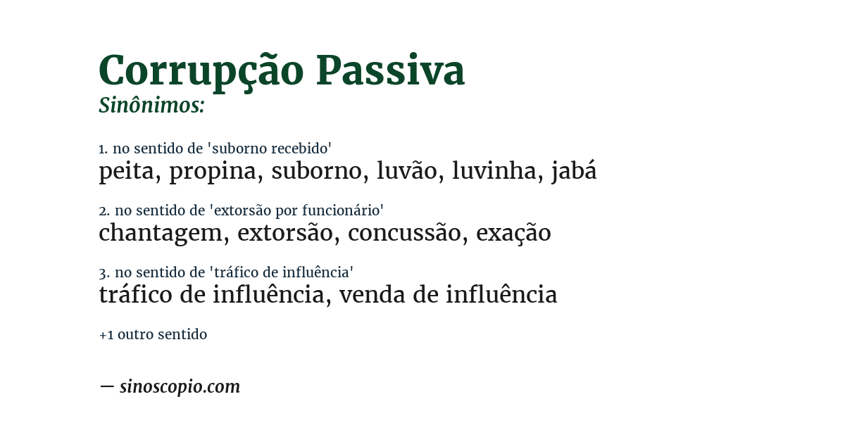 Sinônimo de corrupção passiva