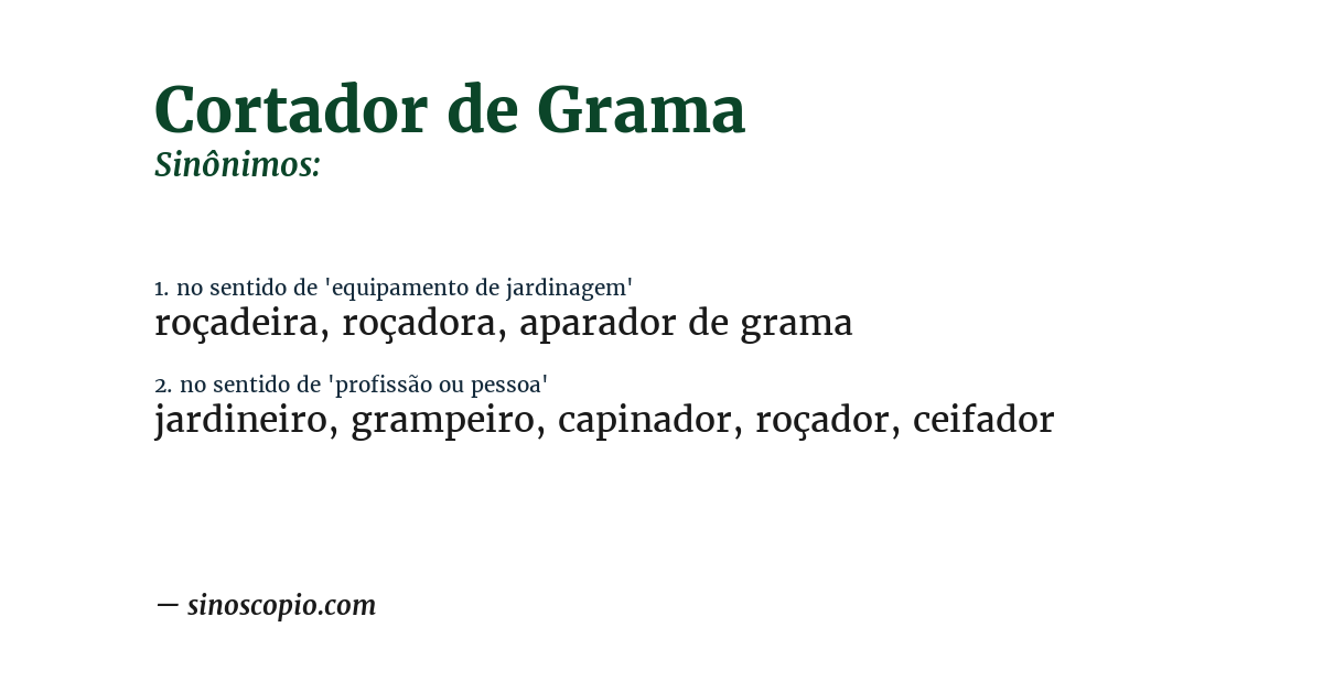 Sinônimo de cortador de grama