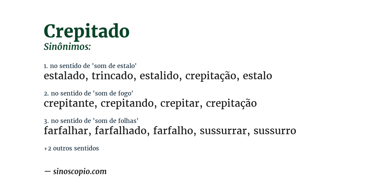 Sinônimo de crepitado