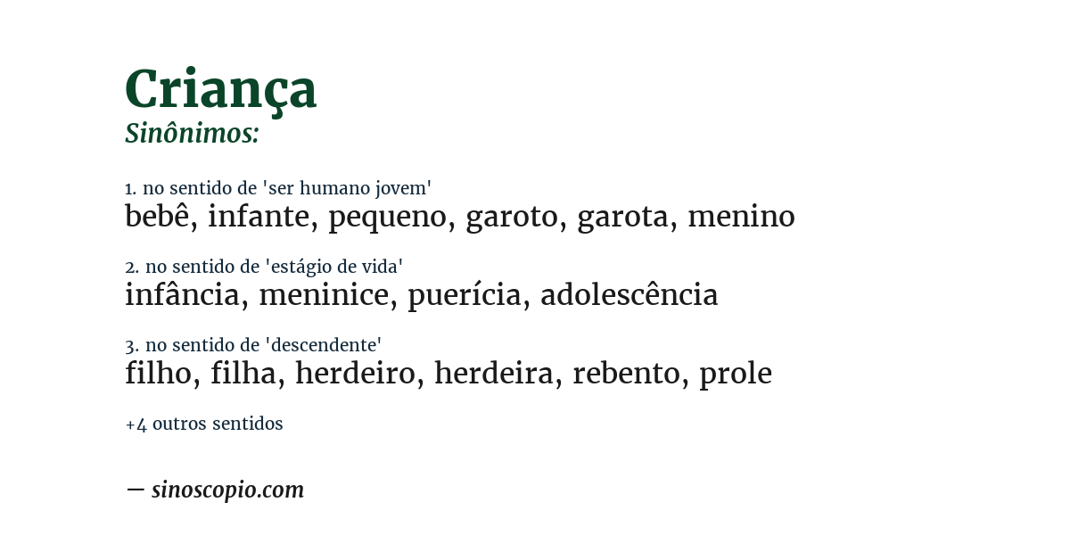 Sinônimo de criança