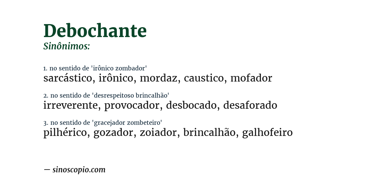 Sinônimo de debochante