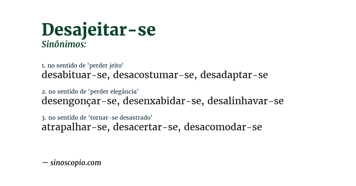 Sinônimo de desajeitar-se