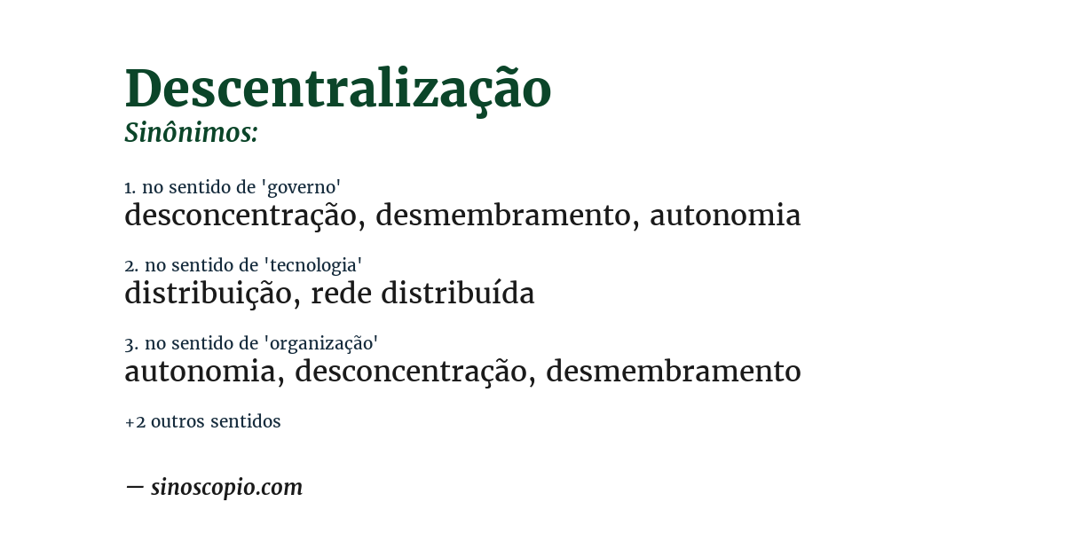Sinônimo de descentralização
