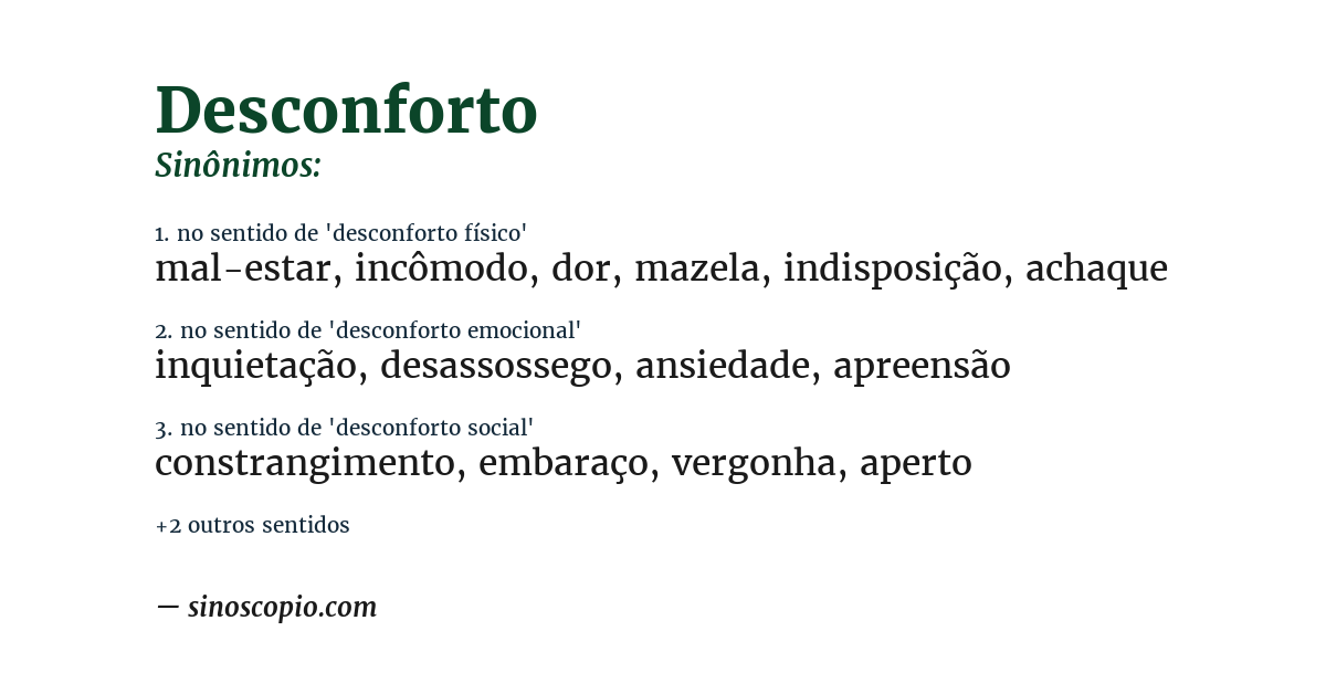 Sinônimo de desconforto