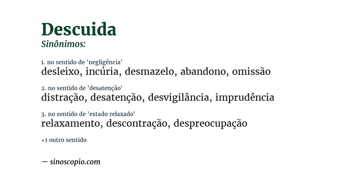 Sinônimo de descuida