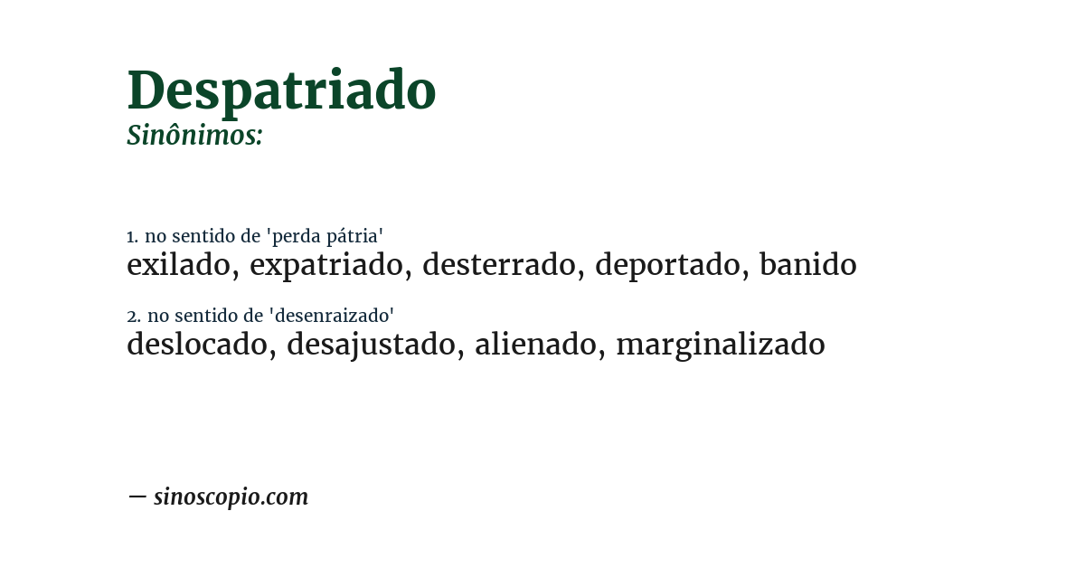 Sinônimo de despatriado