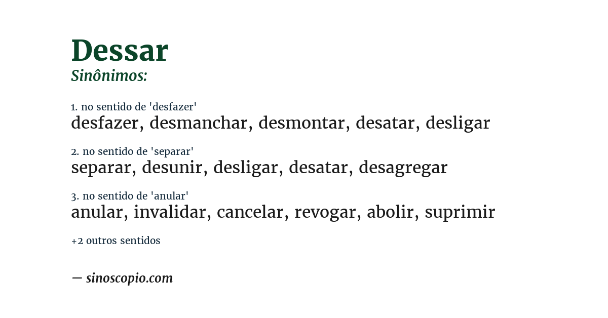 Sinônimo de dessar