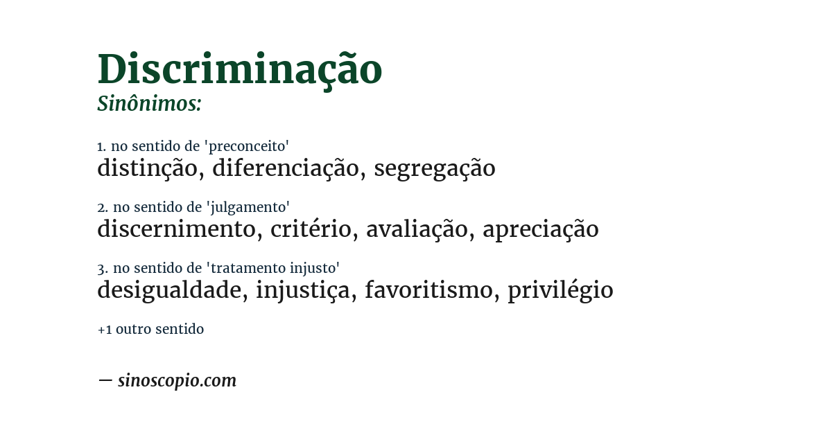 Sinônimo de discriminação