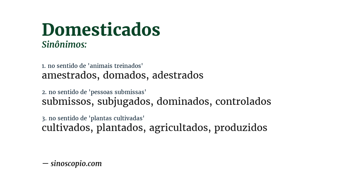 Sinônimo de domesticados