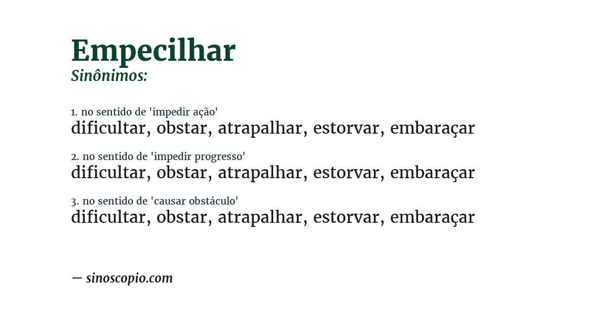 Sinônimo de empecilhar