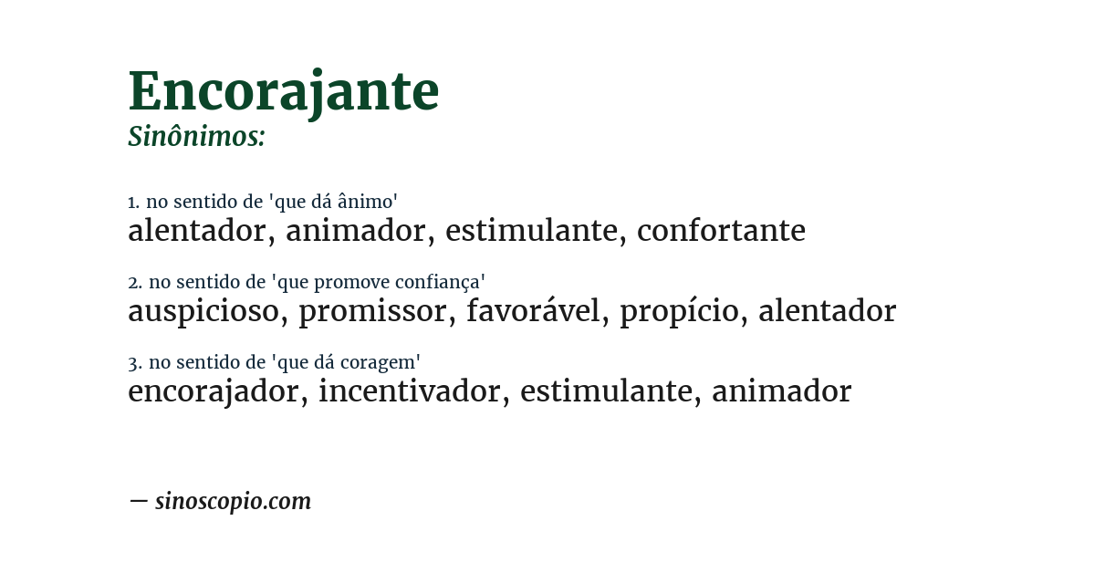 Sinônimo de encorajante