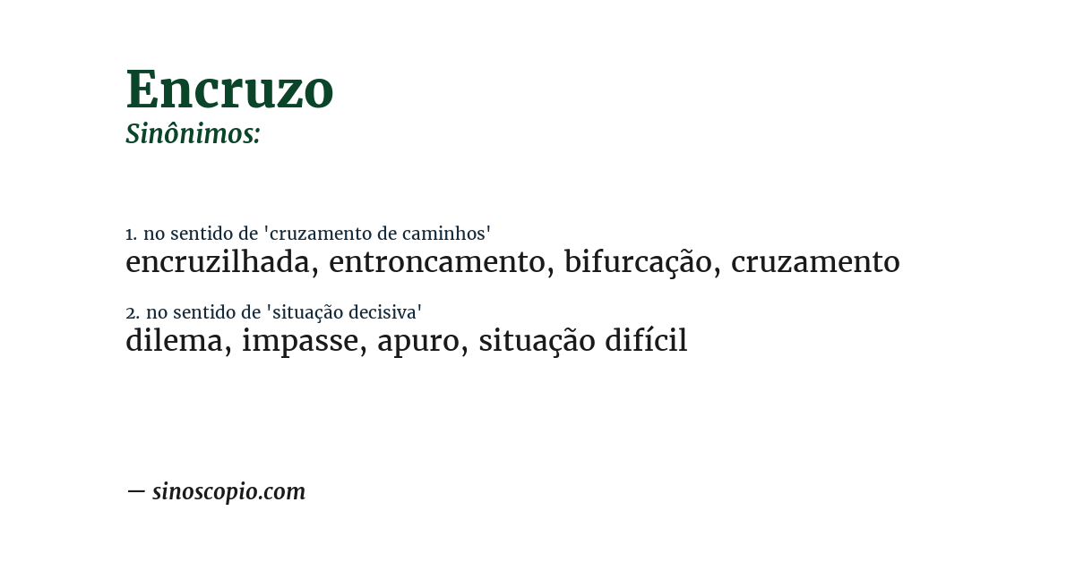 Sinônimo de encruzo