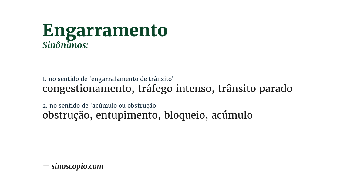 Sinônimo de engarramento