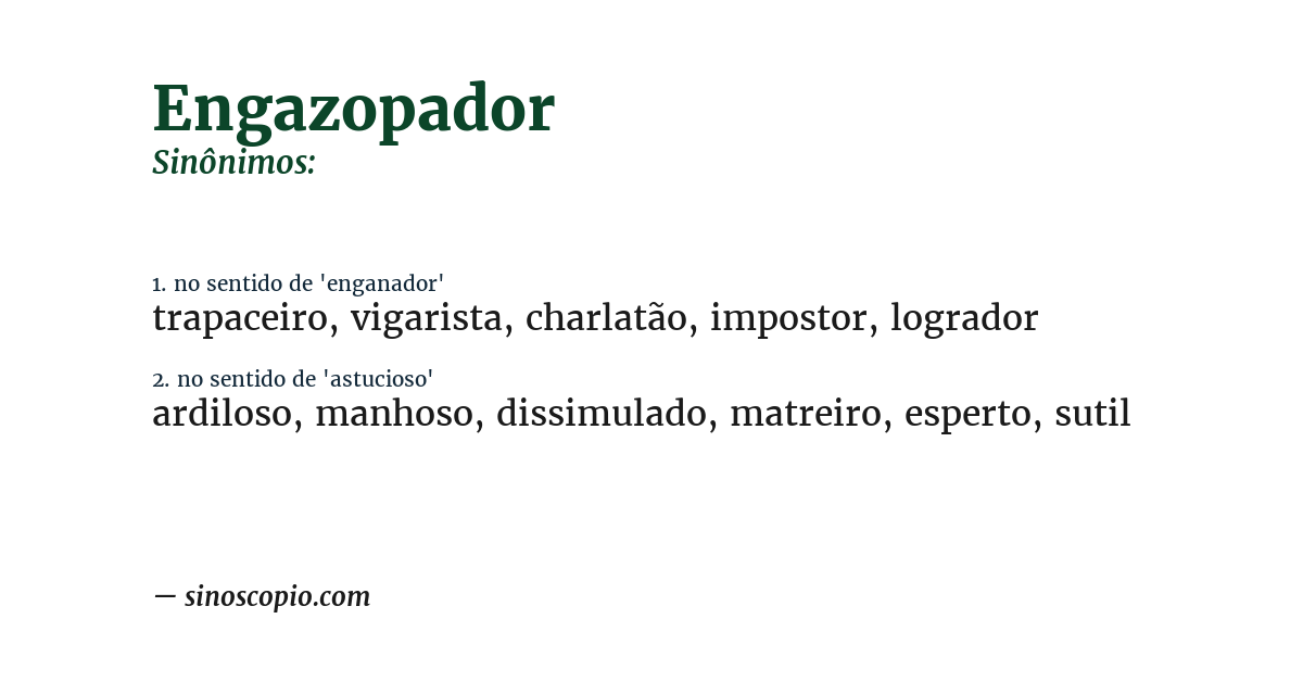 Sinônimo de engazopador