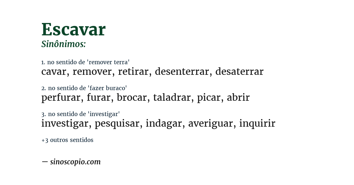 Sinônimo de escavar