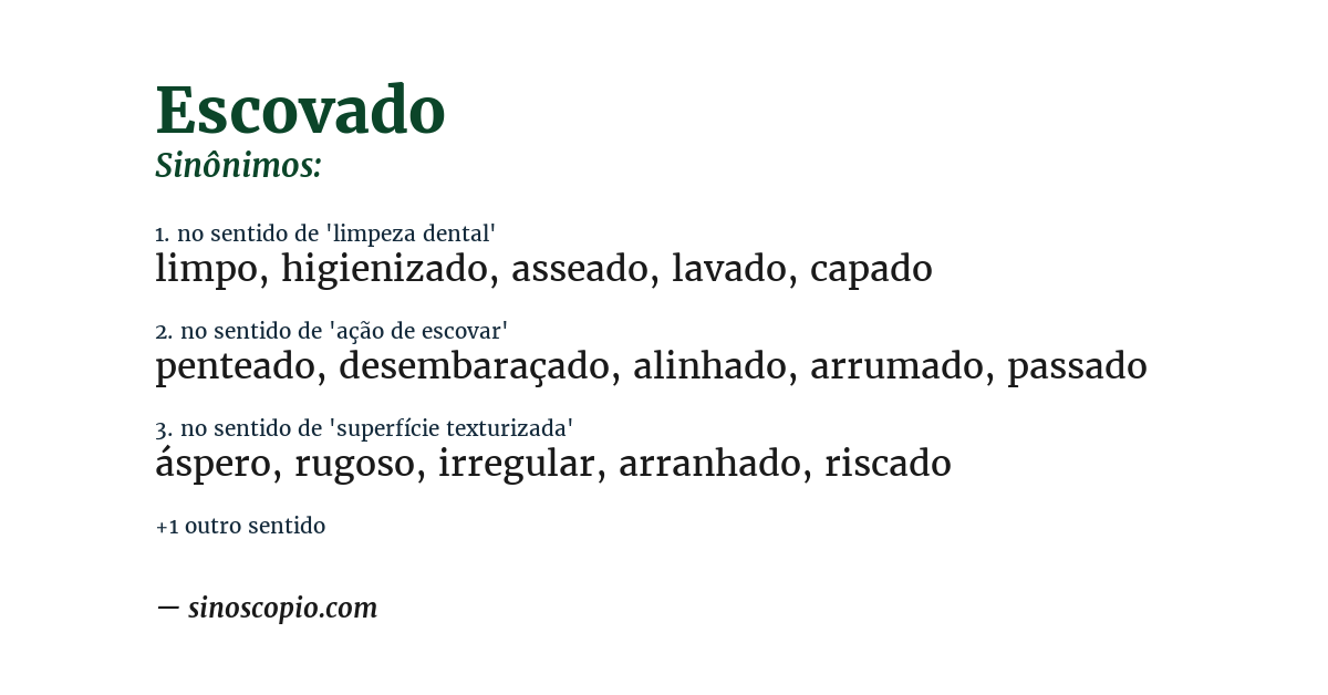 Sinônimo de escovado