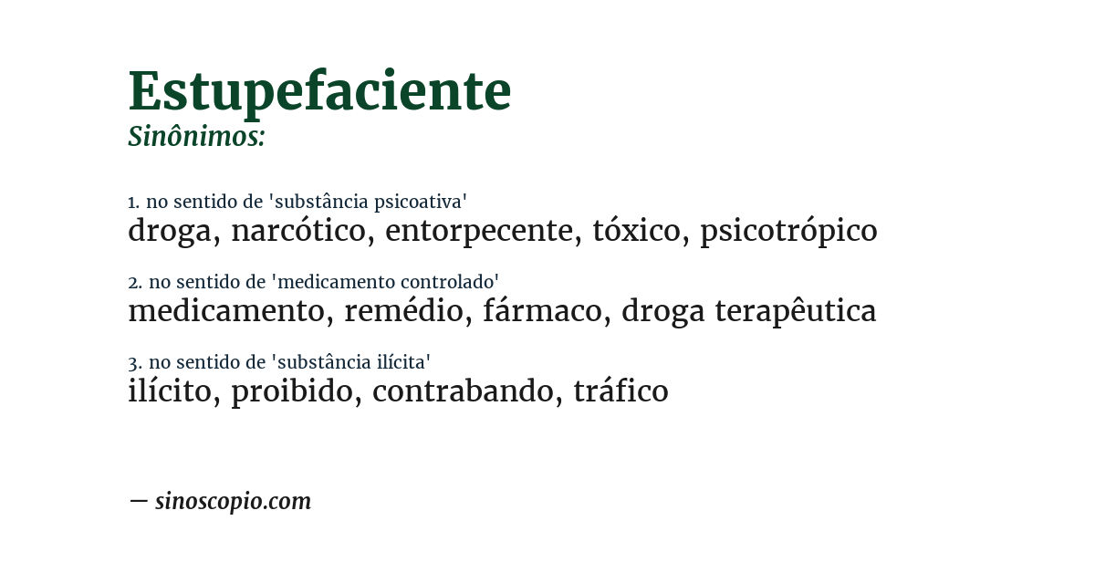 Sinônimo de estupefaciente