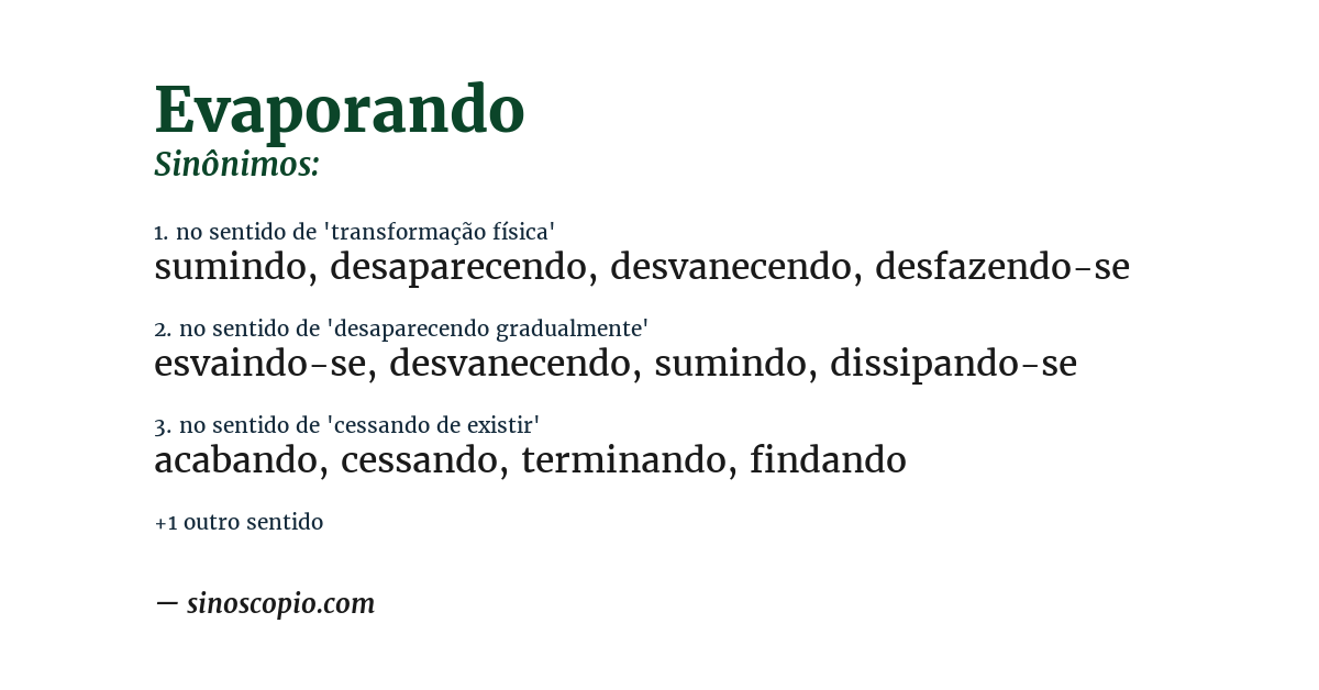 Sinônimo de evaporando