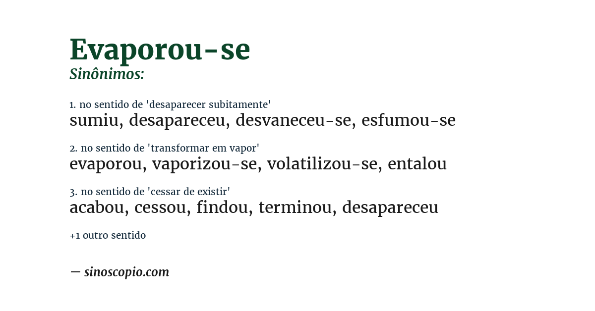Sinônimo de evaporou-se