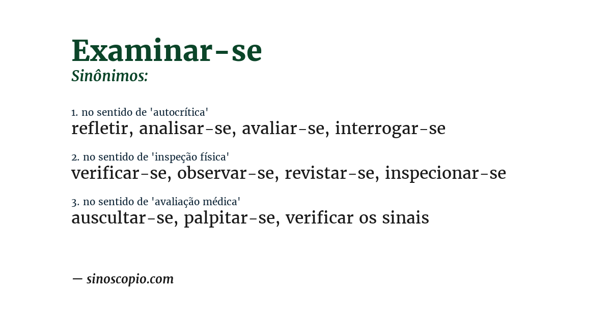 Sinônimo de examinar-se