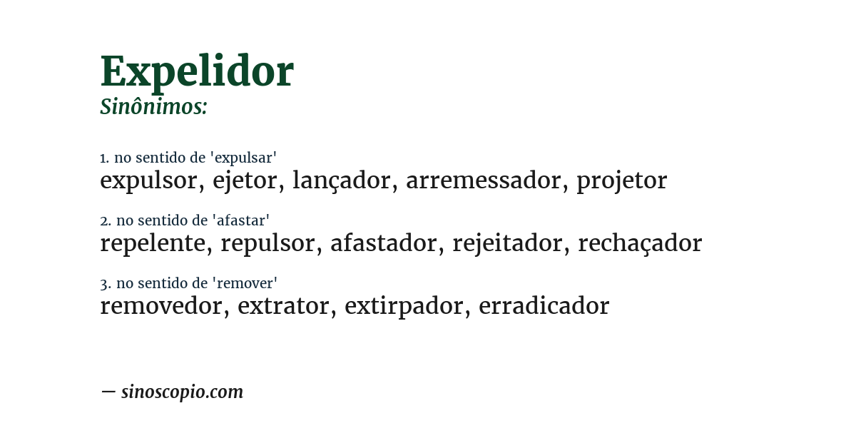 Sinônimo de expelidor