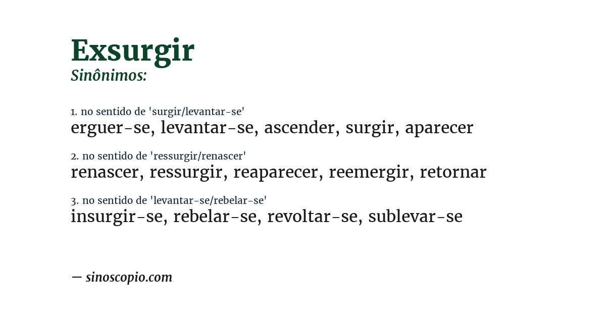 Sinônimo de exsurgir