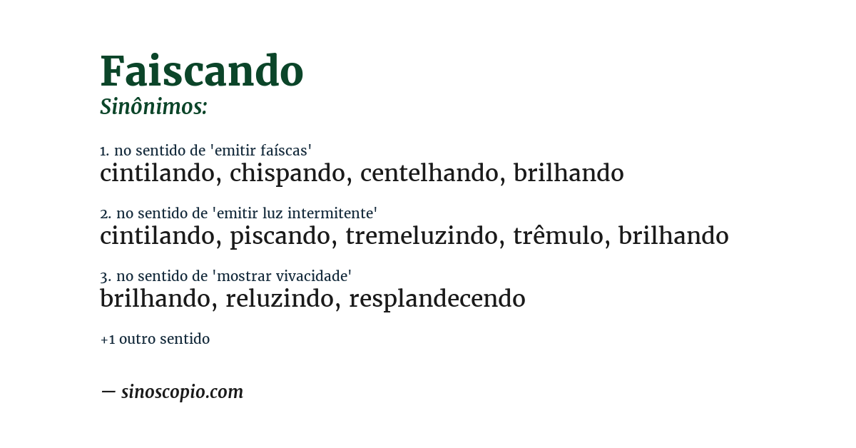 Sinônimo de faiscando
