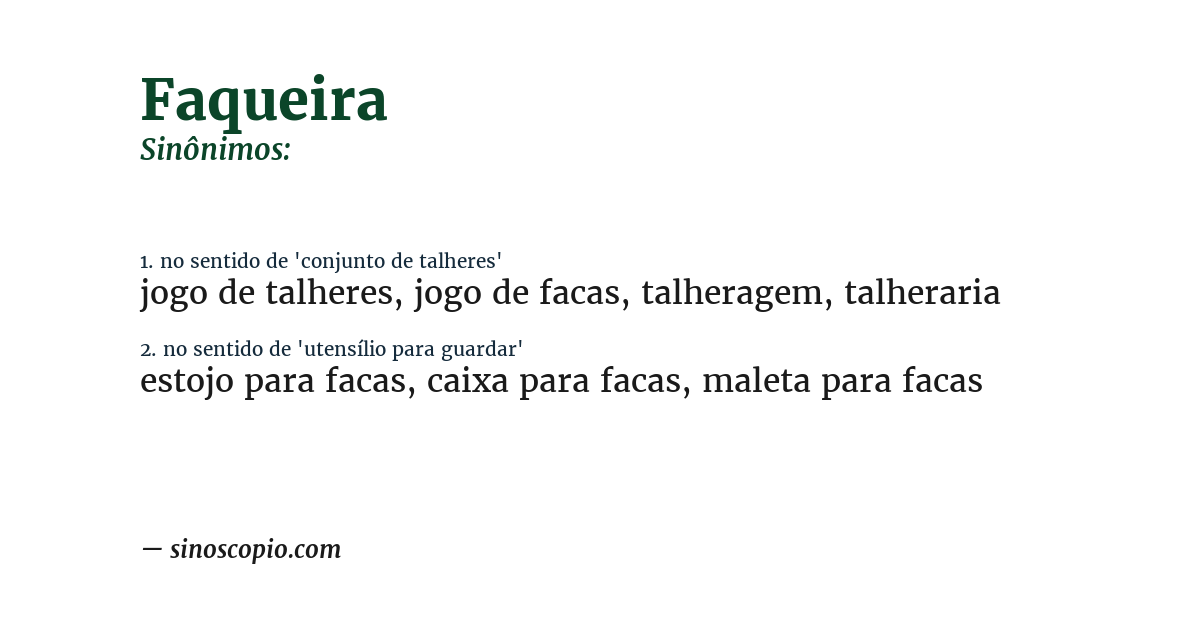 Sinônimo de faqueira