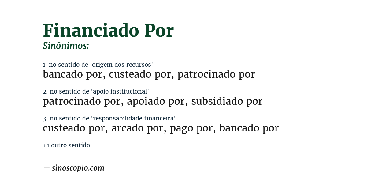 Sinônimo de financiado por