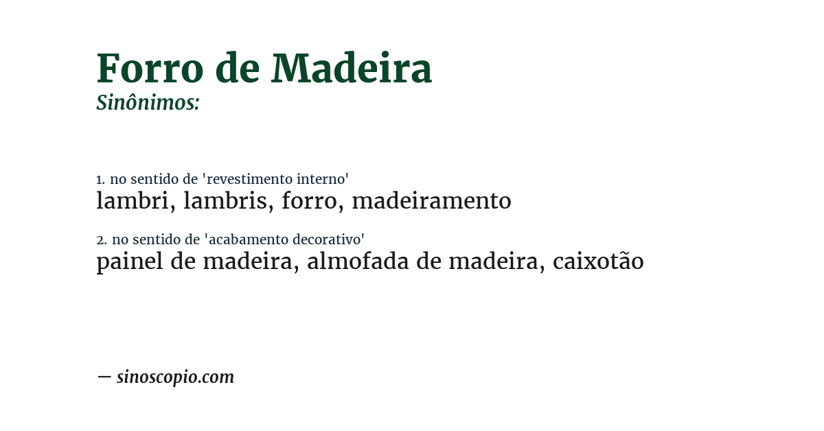 Sinônimo de forro de madeira