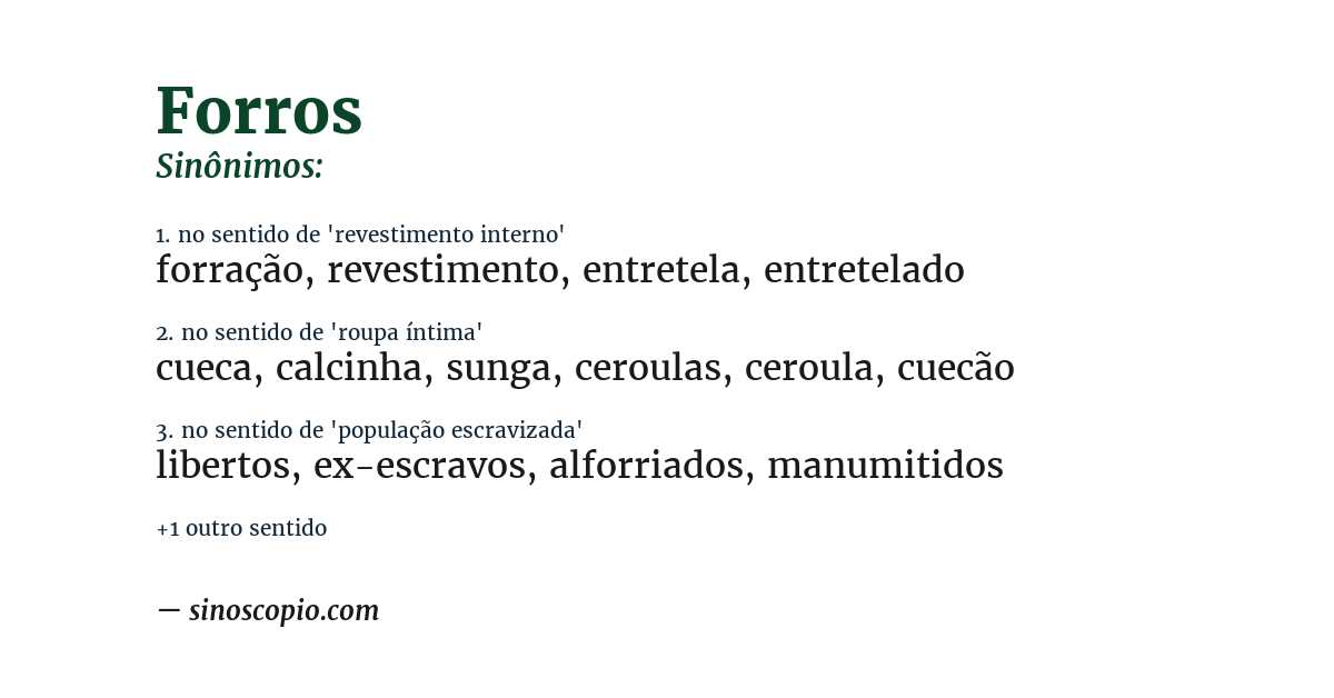 Sinônimo de forros