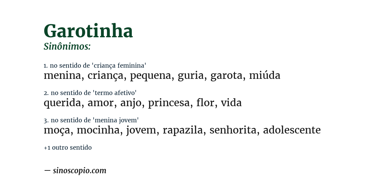 Sinônimo de garotinha