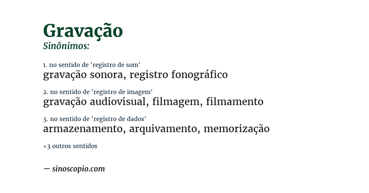 Sinônimo de gravação