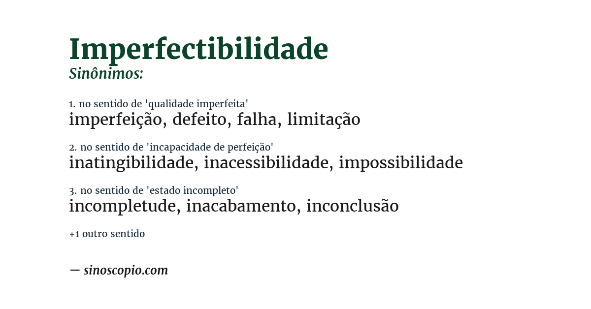Sinônimo de imperfectibilidade