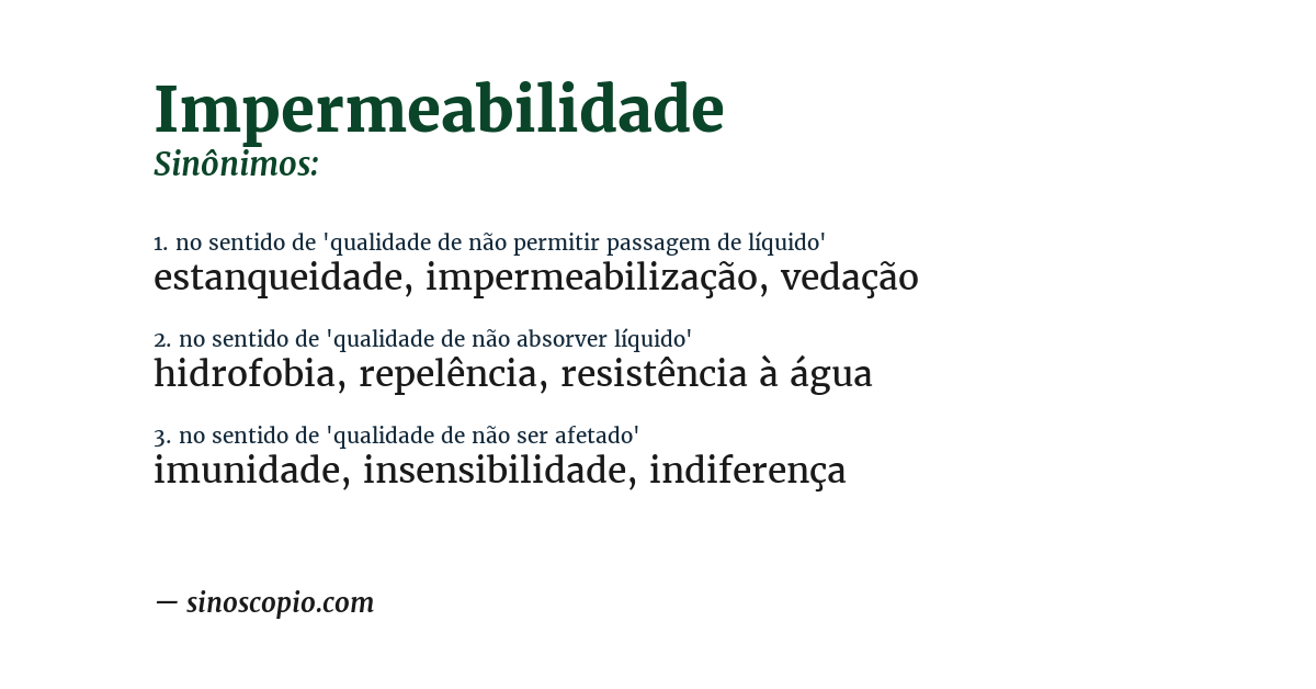 Sinônimo de impermeabilidade