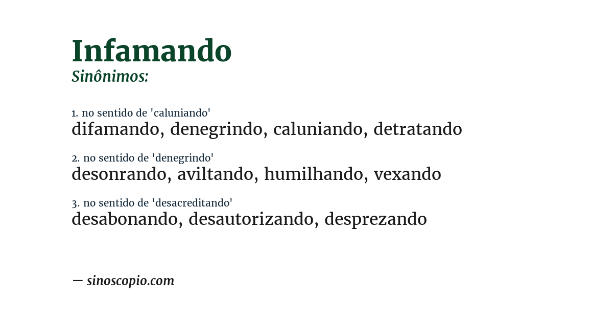 Sinônimo de infamando