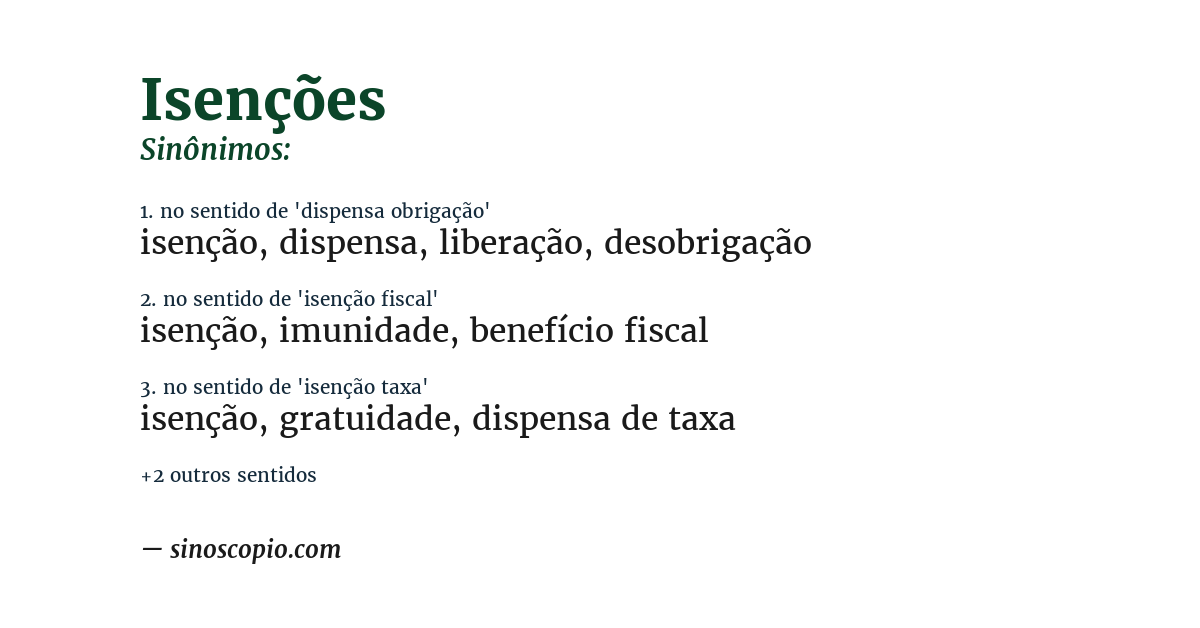 Sinônimo de isenções