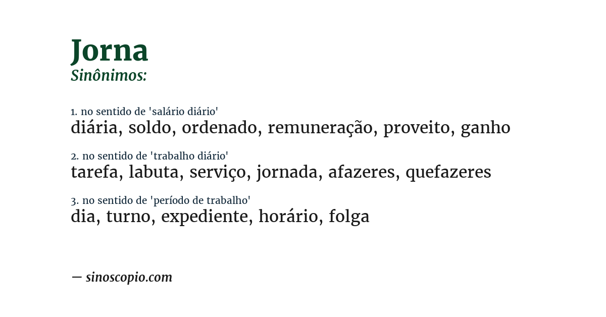 Sinônimo de jorna