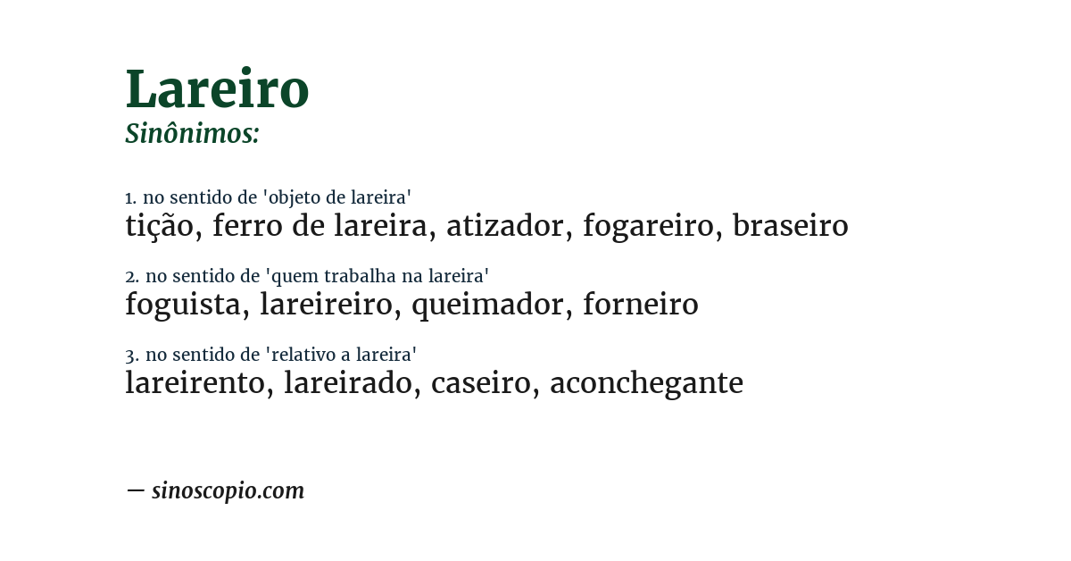 Sinônimo de lareiro
