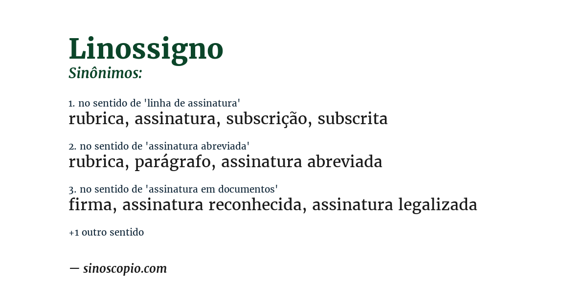 Sinônimo de linossigno