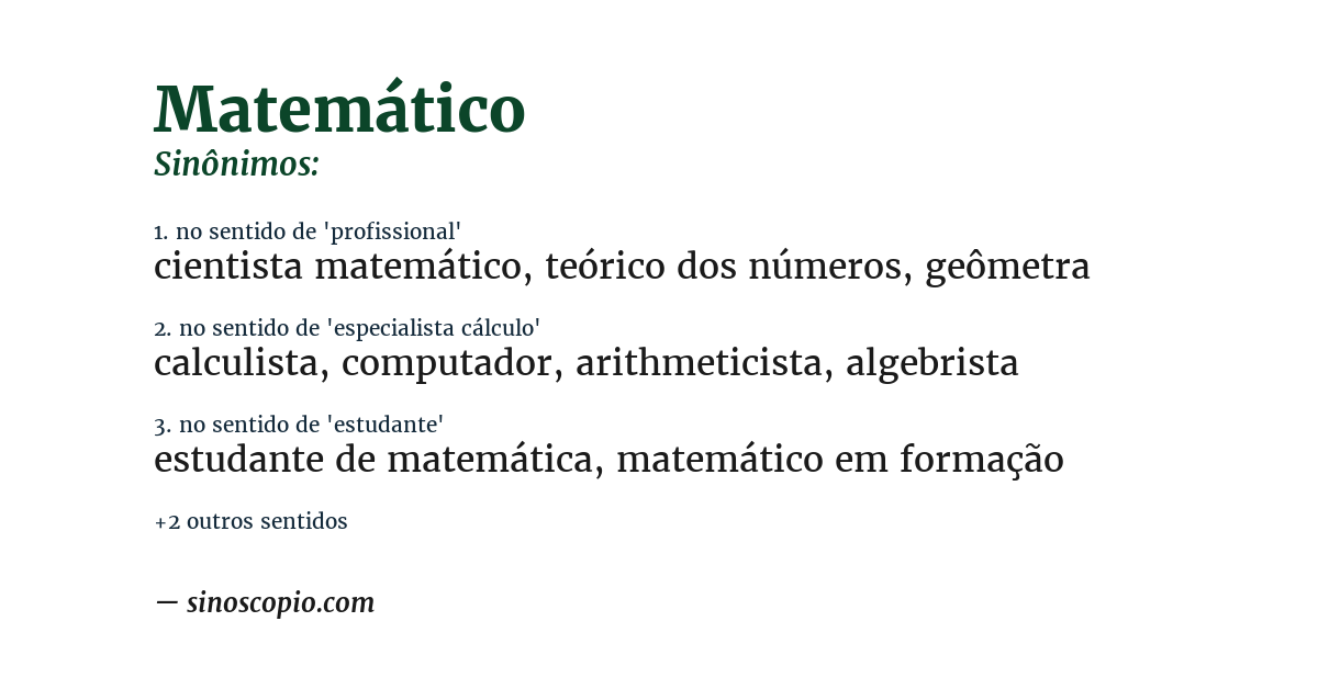 Sinônimo de matemático
